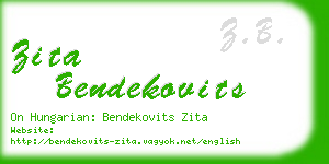 zita bendekovits business card